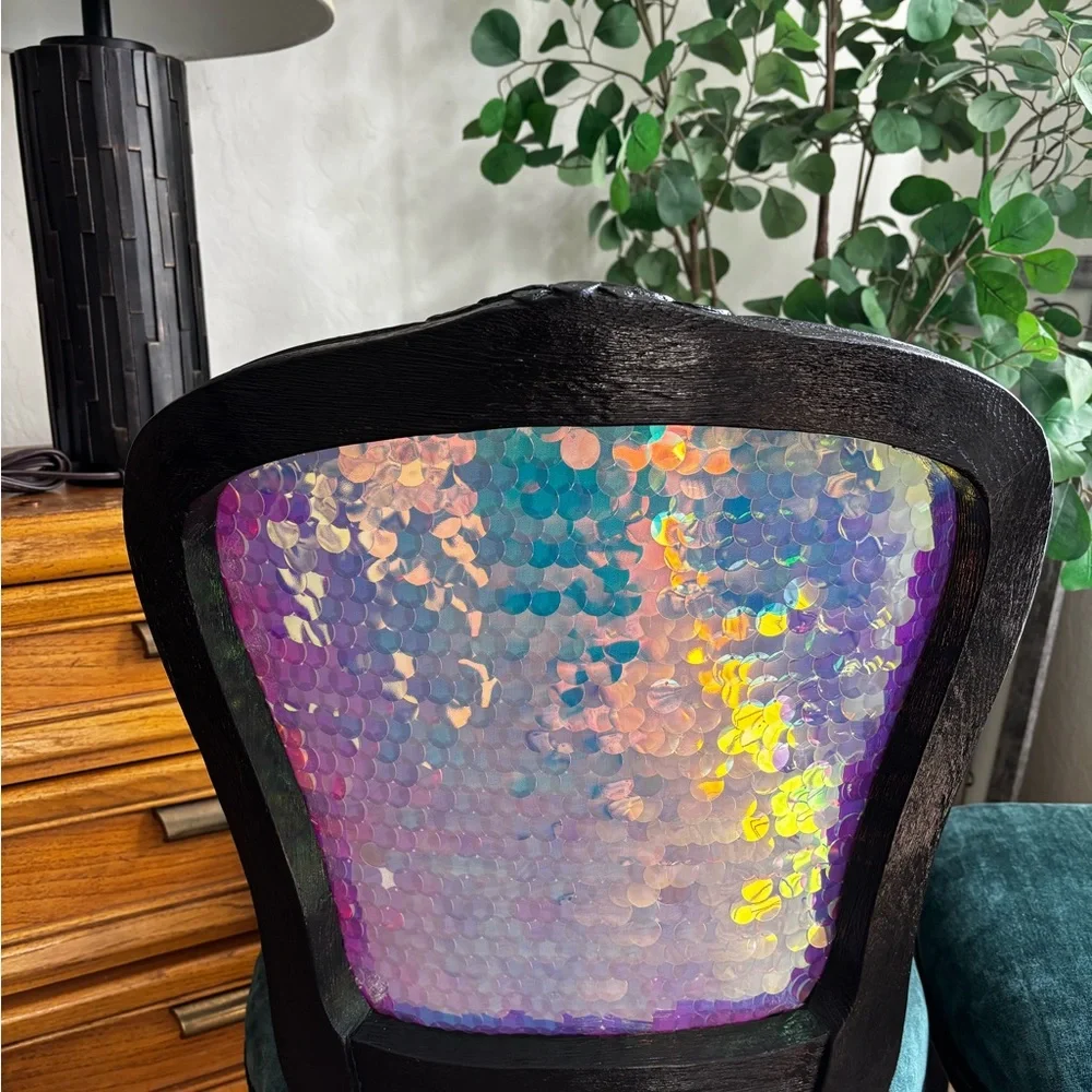 Elegant Teal and Black Accent Chairs